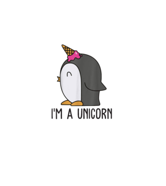 'I''m a unicorn - penguin' model alb pe tricou