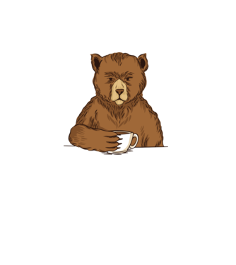 Urs cu cafea model alb pe tricou