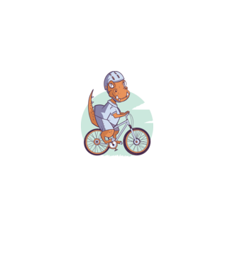 Dinozaur de T-Rex cu bicicletă model gri pe tricou