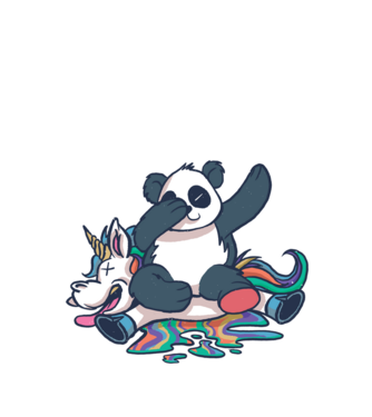 Panda DAB Unicorn model alb pe tricou