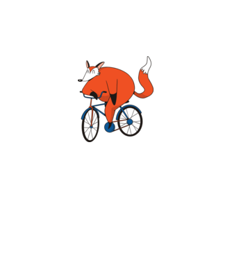 Vulpe cu bicicletă model gri pe tricou