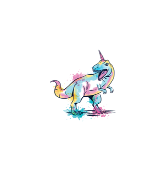 Unicornsaurus - Dinozaur Unicorn model alb pe tricou