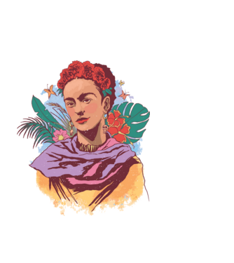 Portret Frida Kahlo model negru pe tricou