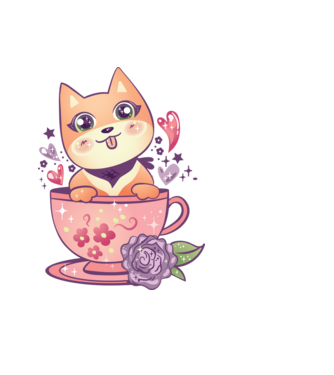 Câine drăguț Anime model albastru deschis pe tricou
