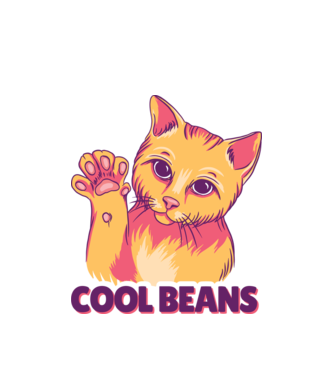 Cool Beans - talpă pisică model alb pe tricou