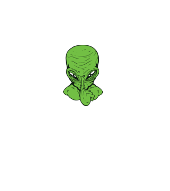 Alien Psst model negru pe tricou