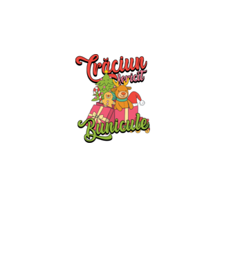 CRĂCIUN FERICIT BUNICULE model negru pe tricou