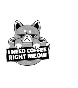 I need Coffee Right Meow model alb pe tricou