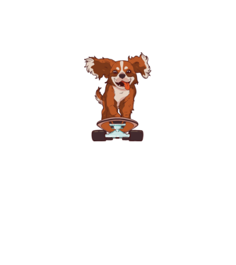 Skateboarding Cavalier King Spaniel model negru pe tricou