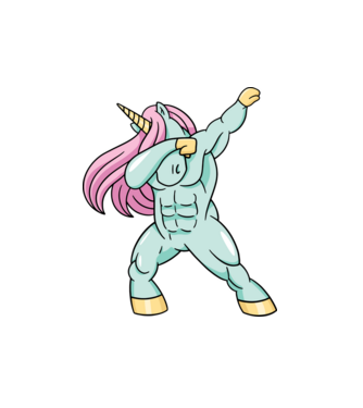 Unicorn Body Building DAB model alb pe tricou