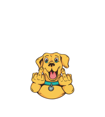 Golden Retriever arată degetul model negru pe tricou