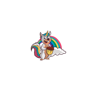 Unicorn drăguț Veveriță model alb pe tricou