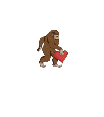 Bigfoot Yeti cu inimă model gri pe tricou