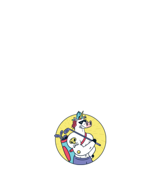 Unicorn Golf model alb pe tricou