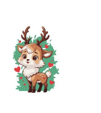Valentine Deer model alb pe tricou