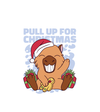 Pull up for christmas Capybara model alb pe tricou