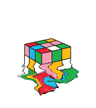 Cub Rubik topindu-se model negru pe tricou