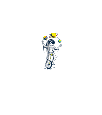 Jongler Astronaut model turcoaz pe tricou