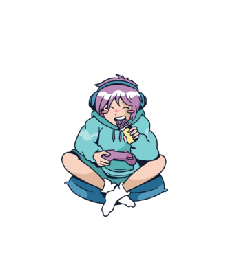 Anime Gamer Fată cu ciocolată model alb pe tricou