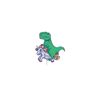 T-rex pe Unicorn balon model alb pe tricou