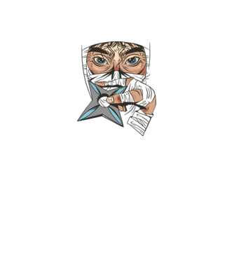 Cap de ninja model negru pe tricou