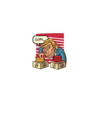 Trump Bombă nucleară model alb pe tricou