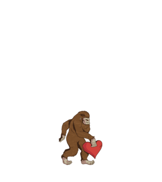 Bigfoot Yeti cu inimă model negru pe tricou