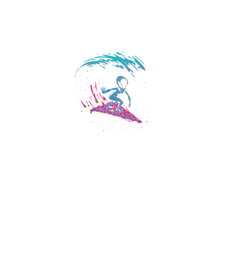 Alien Pizza Surf tricou amuzant model turcoaz pe tricou