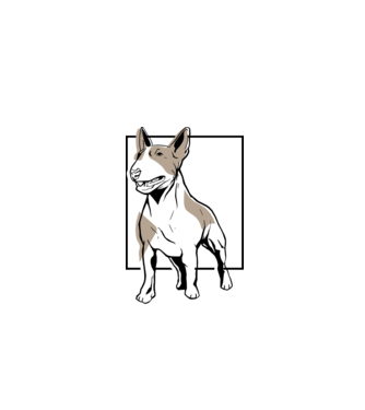 Tricou cu Câine Bull Terrier model gri pe tricou