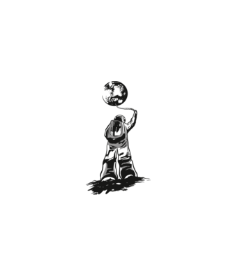 Astronaut Lună model negru pe tricou