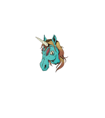 Unicorn Zombie model negru pe tricou
