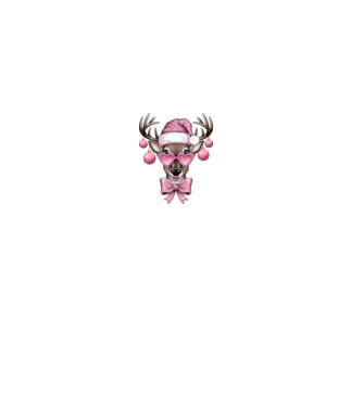 Pink Xmas Reindeer model alb pe tricou