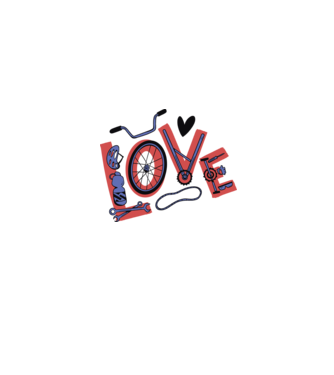 Love Bicicletă model gri pe tricou