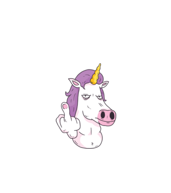 Unicorn arată degetul model negru pe tricou