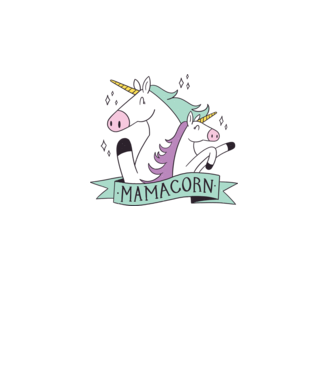 Mamacorn model alb pe tricou
