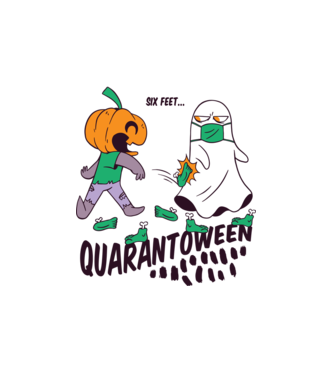 Quarantoween model alb pe tricou