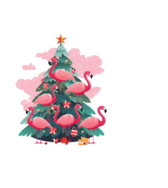 flamingo pom de Crăciun model negru pe tricou