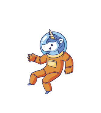 Unicorn Astronaut model alb pe tricou