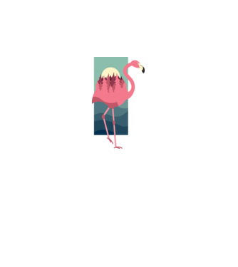 Flamingo Design model alb pe tricou