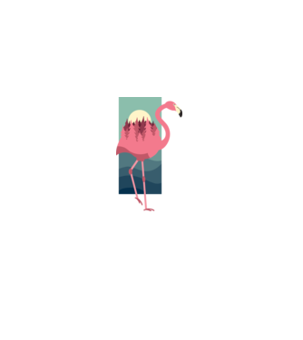 Flamingo Design model alb pe tricou