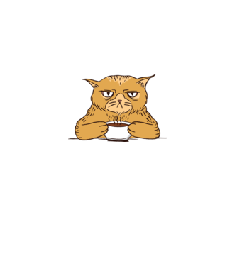 Grumpy Cat - Pisică supărată cu cafea model albastru deschis pe tricou