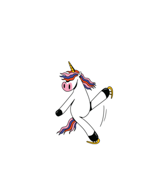 Unicorn cu Patine model alb pe tricou