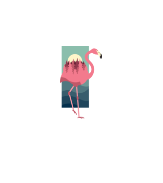 Flamingo Design model roz deschis pe tricou