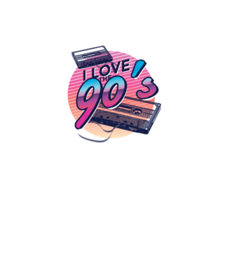 I love the 90s Casetă model albastru deschis pe tricou