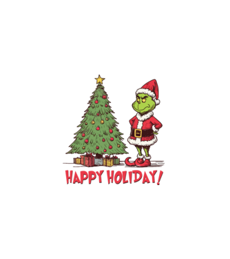 Happy Holiday Grinch model negru pe tricou