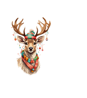 Festive Reindeer model negru pe tricou