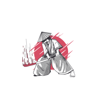 Sabie de samurai model alb pe tricou