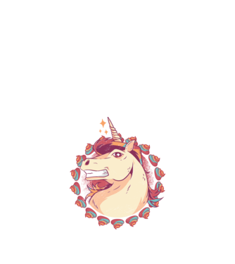 Unicorn Mullet model alb pe tricou