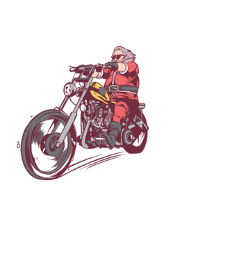Moș Crăciun motociclist model negru pe tricou