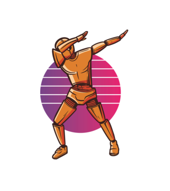 Robot DAB model alb pe tricou